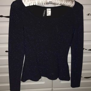 H&M dark blue sparkly long sleeve top